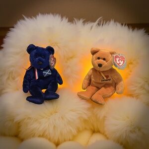 FLASH SALE Ty Beanie Babies Scotland & Germany Bears Retired w/ Tags and case